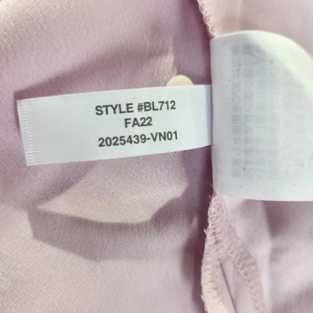 J Crew Pink Puff Sleeve Keyhole Neckline Crepe Blouse Women Tall Large